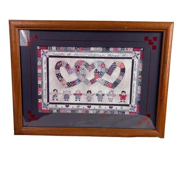 Vintage Home Interiors Framed Art Mothers Write on the Hearts of their Children - Picture 1 of 10